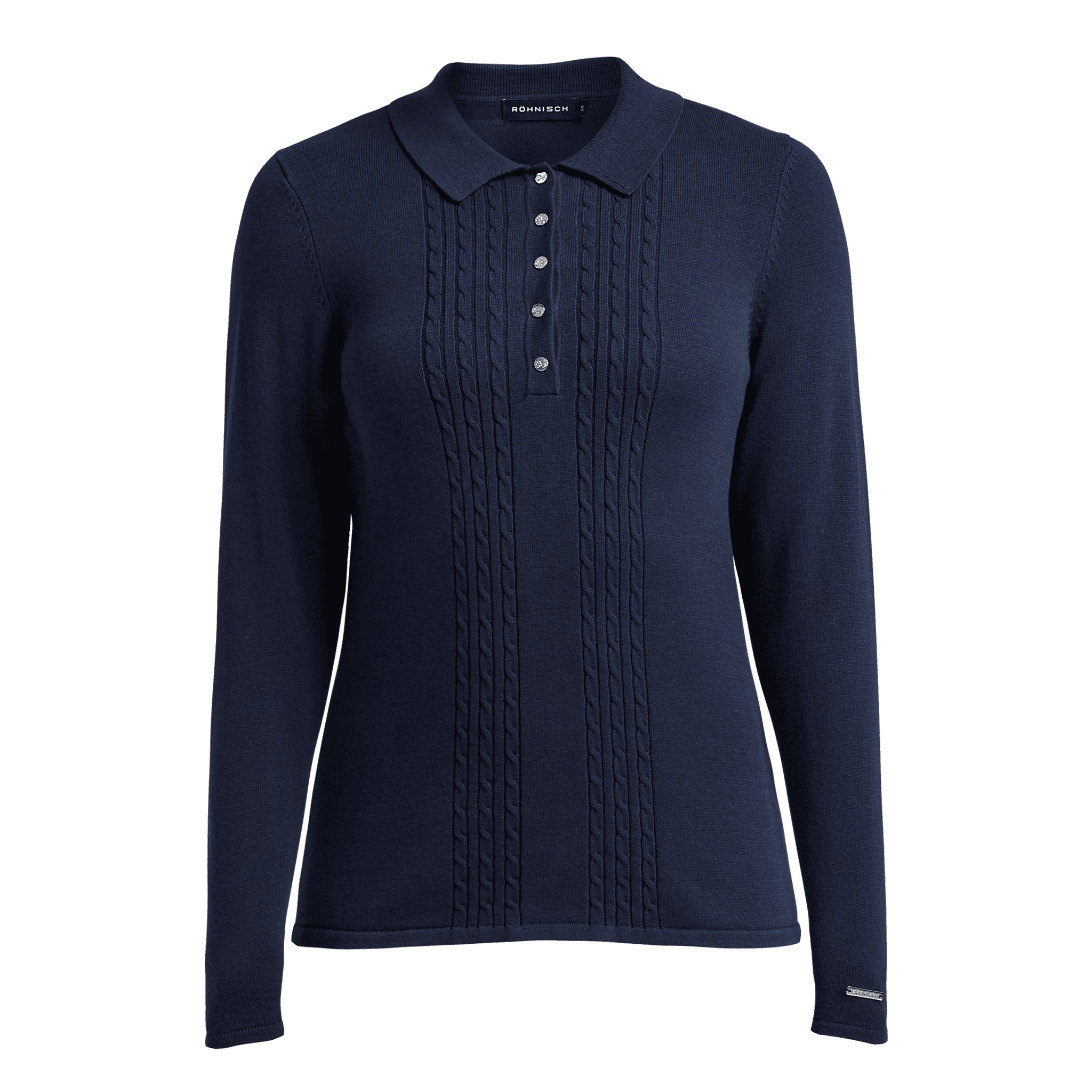 Röhnisch Polo Knitted Langarm Navyblau Damen