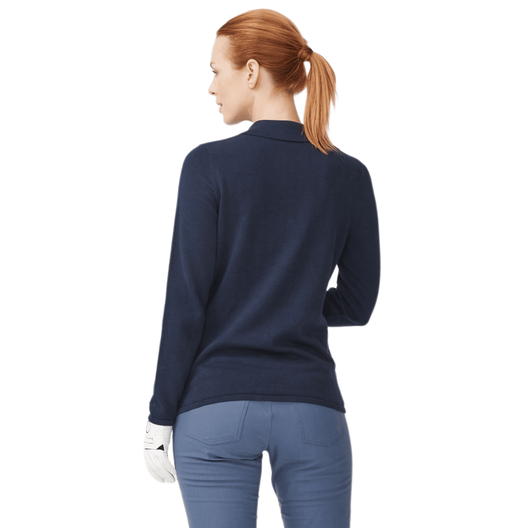 Röhnisch Polo Knitted Langarm Navyblau Damen