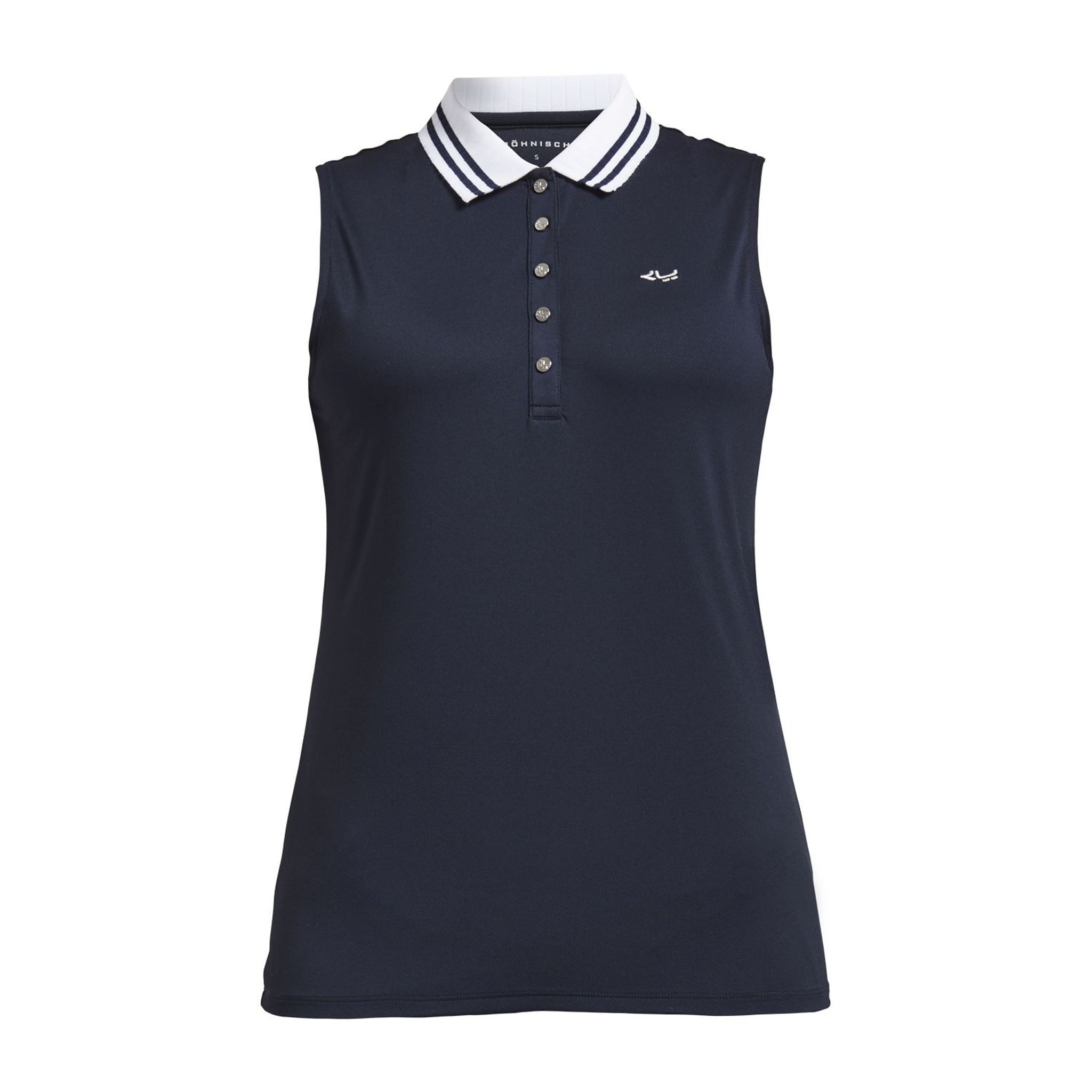 Röhnisch Polo Stripe Ärmellos Navyblau Damen