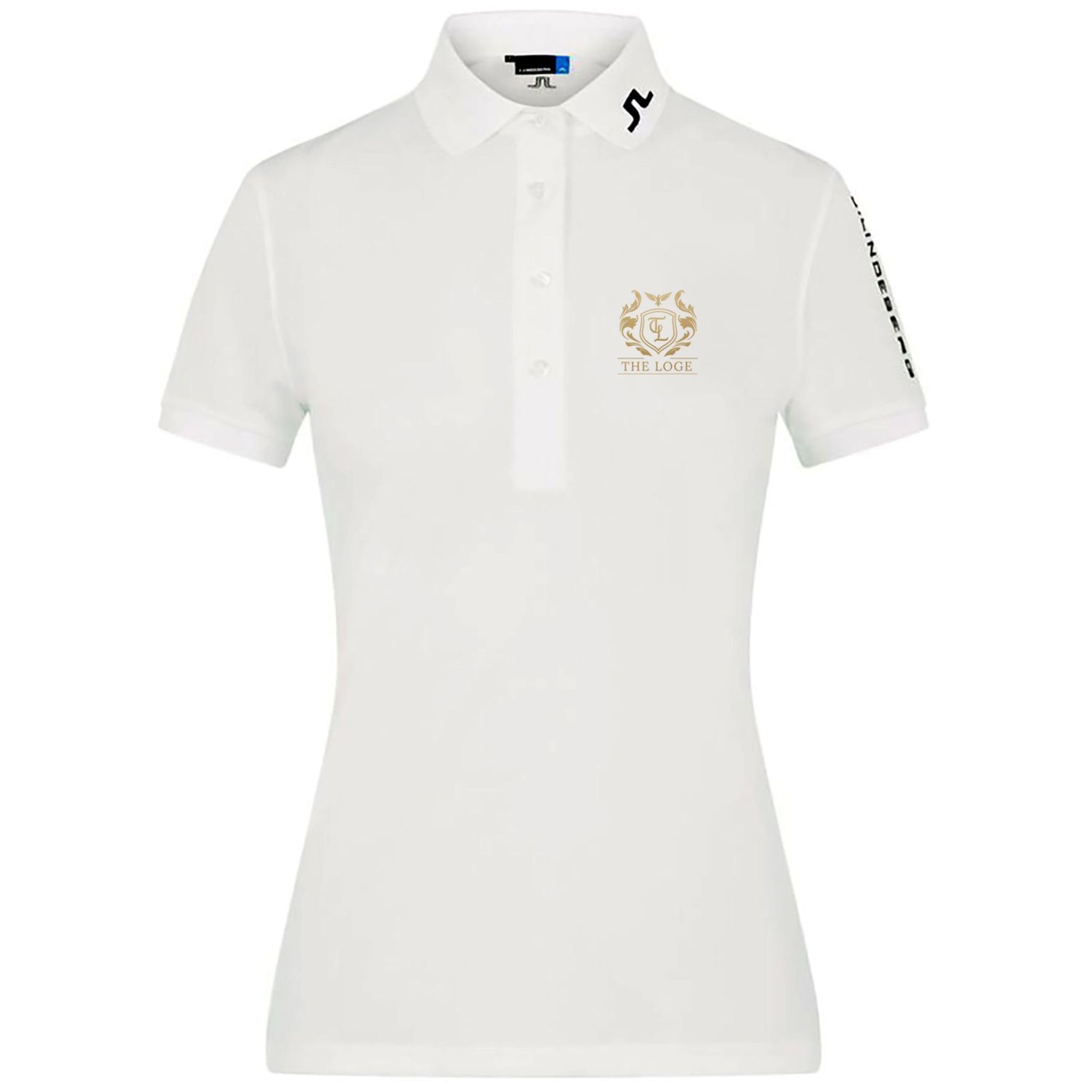 J. Lindeberg Women's Polo Weiß mit Logo "THE LOGE" Damen