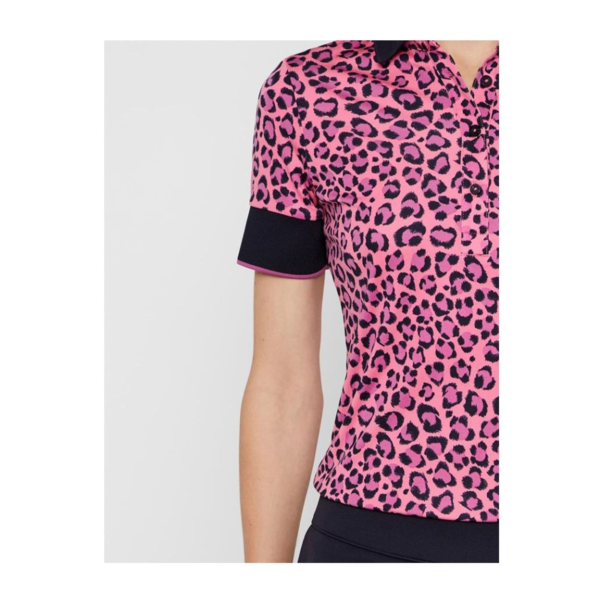 J. Lindeberg W Lexie-TX Coolmax Polo Pink Leopard Damen