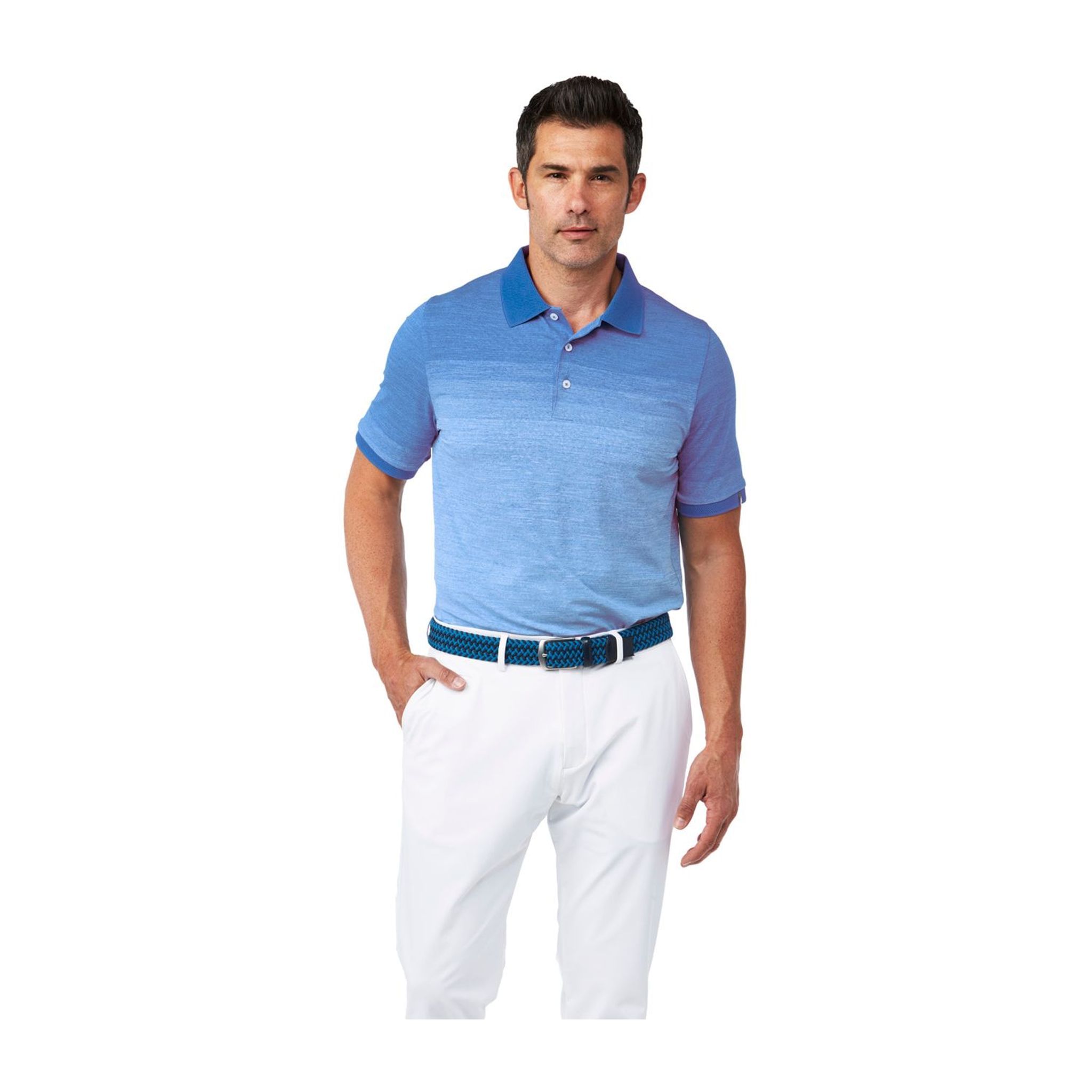 Kjus M Melange Fading SS Polo Strong Blue Mel Herren