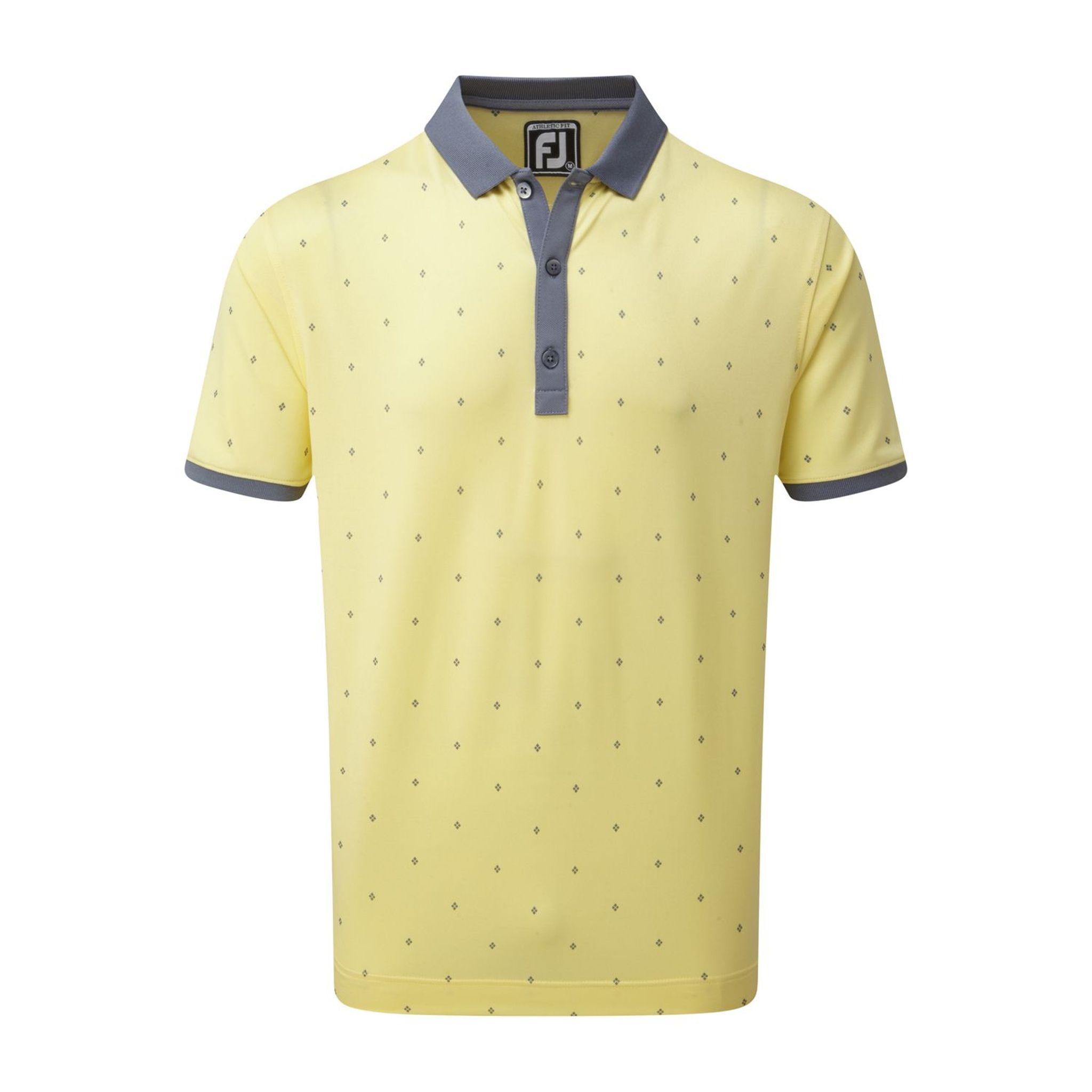 Footjoy M Birdseye Argyle SS Polo Slate/Yellow/White Herren