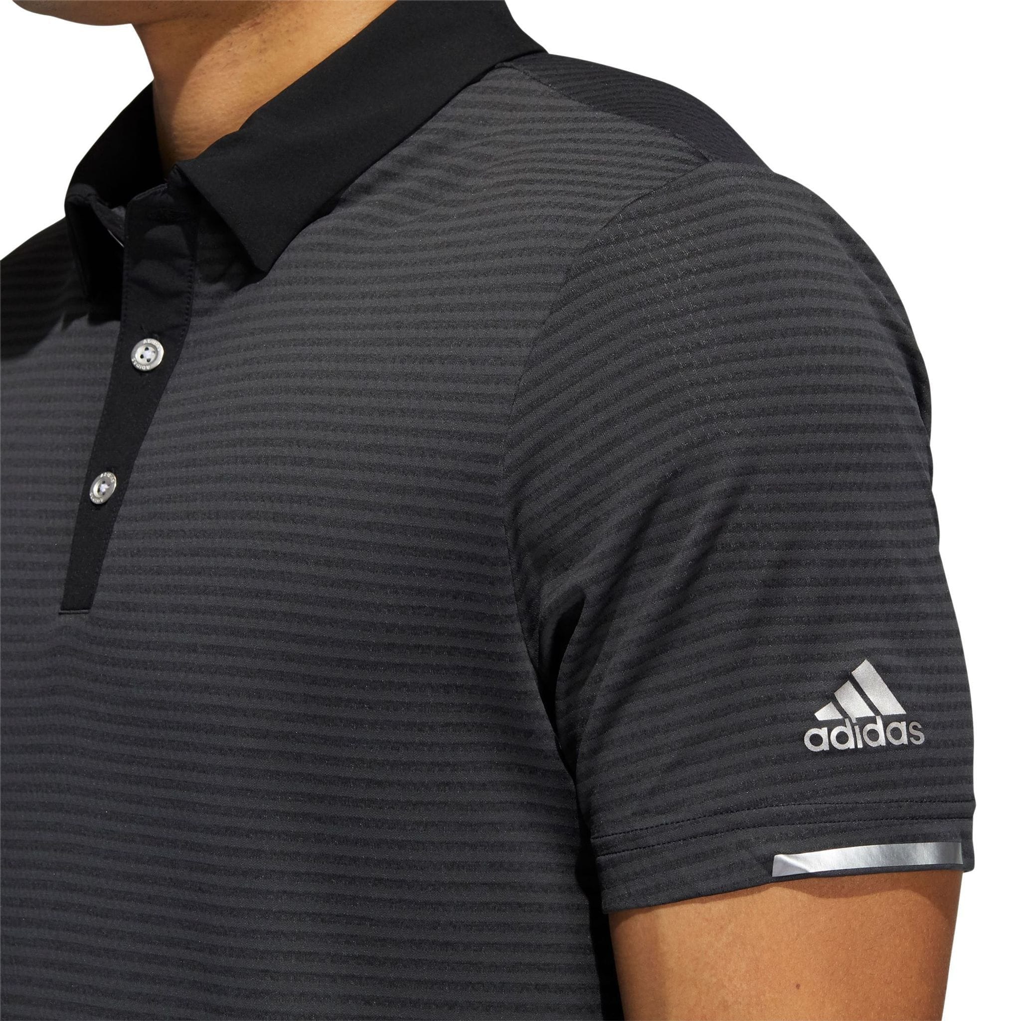 Adidas M Polo Heat Ready Microstripe Carbon Schwarz Herren