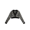 J. Lindeberg W Mallory Cropped Cardigan Leo-Print Black/White Dámsky